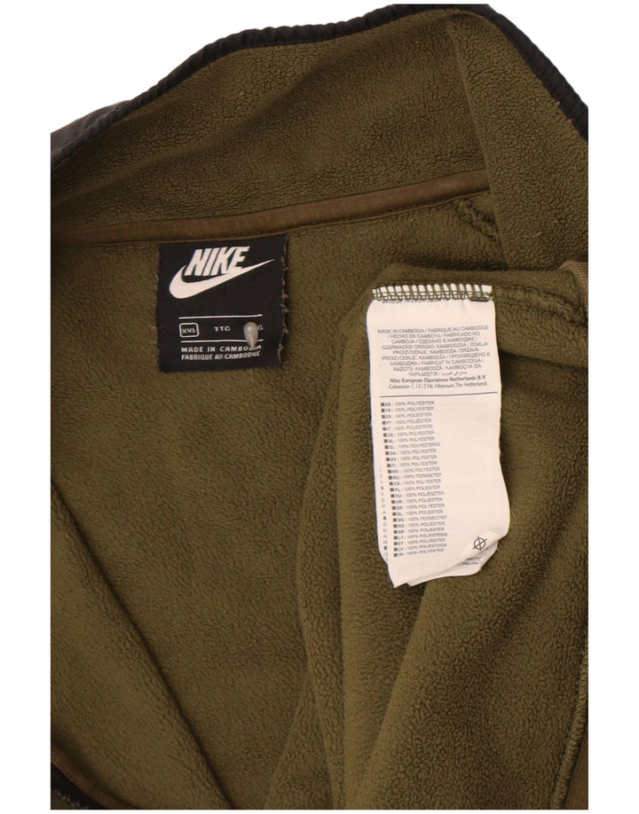 Jumper de lã masculino Nike com zíper e gola 2XL cáqui colorblock poliéster
