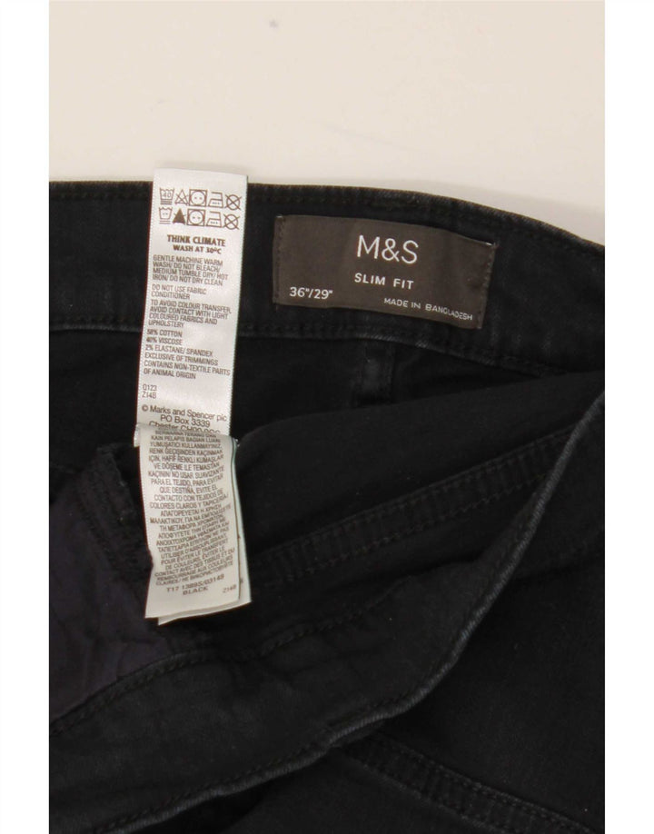 Marks & Spencer Mens Jeans Slim W36 L29 Algodão Preto