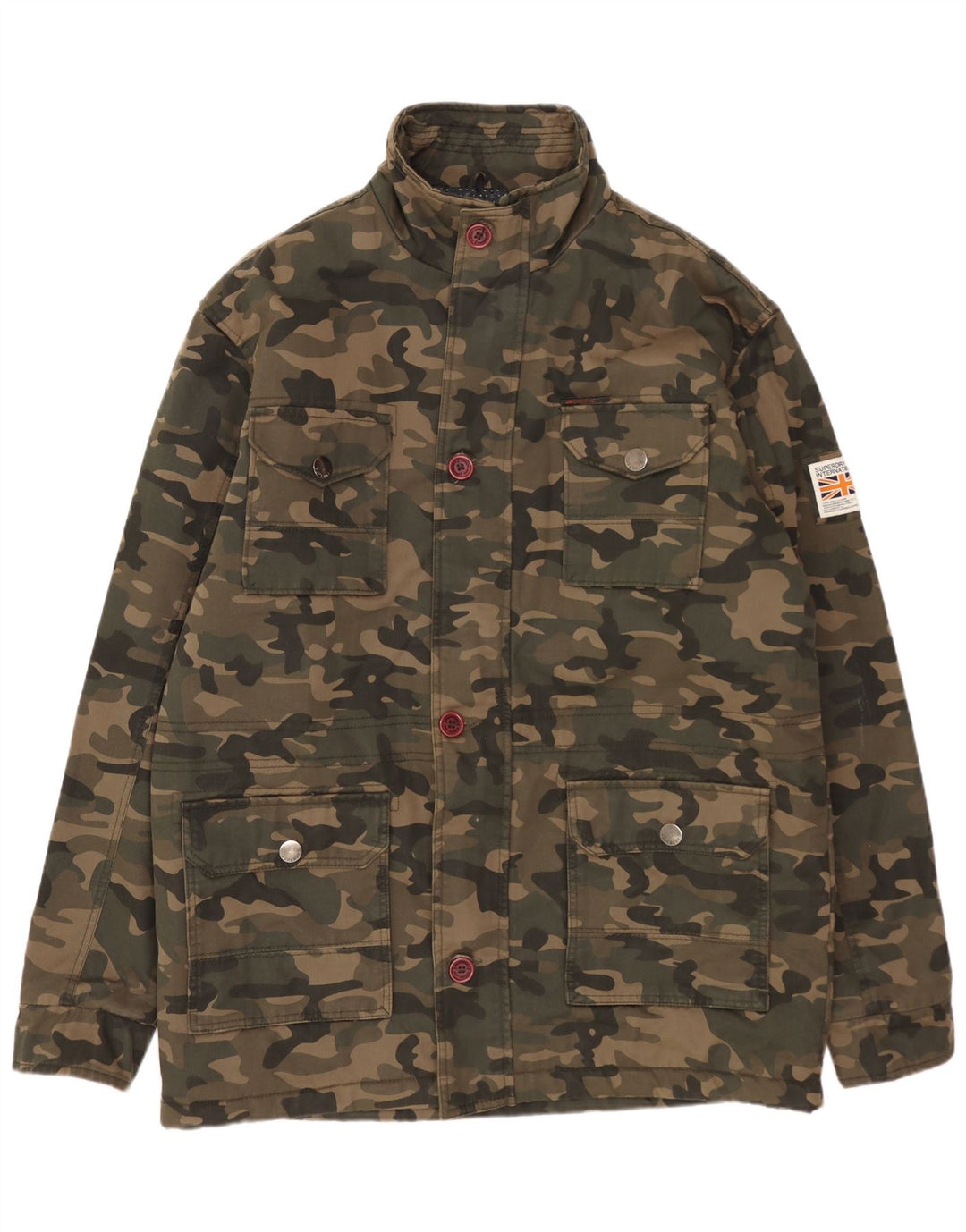 Jaqueta utilitária masculina SUPERDRY UK 44 2XL camuflagem cáqui nylon