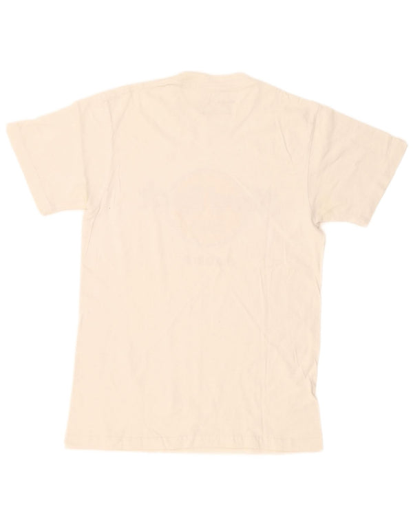 Camiseta masculina Hard Rock Cafe Madrid com estampa gráfica pequena de algodão branco