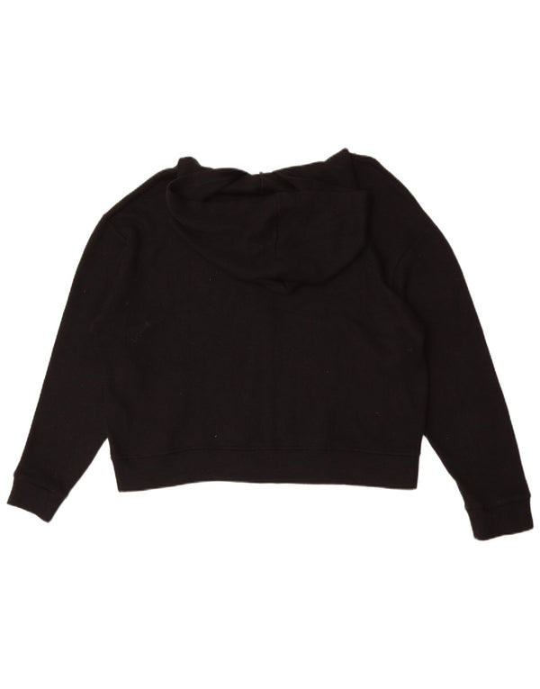 Suéter feminino Zara com capuz e zíper UK 16 grande viscose preta