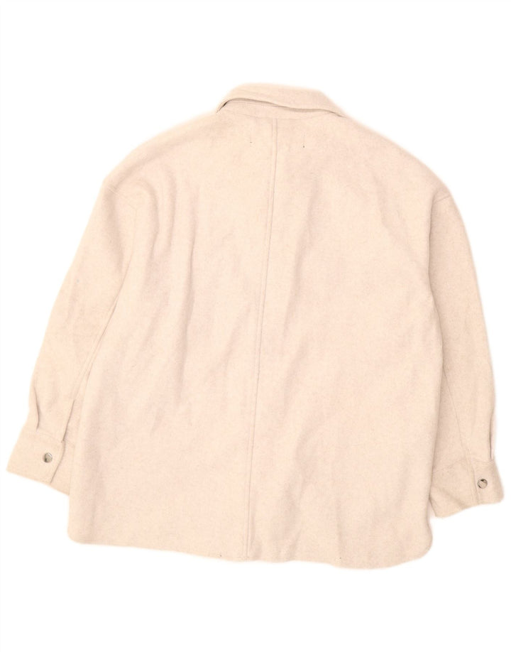 Camisa oversized feminina Zara UK 10 pequena poliéster branco