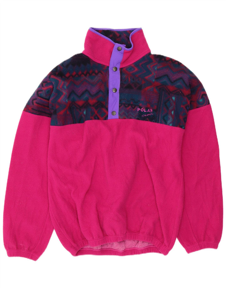 Vintage masculino botão pescoço velo jumper pequeno rosa algodão geométrico