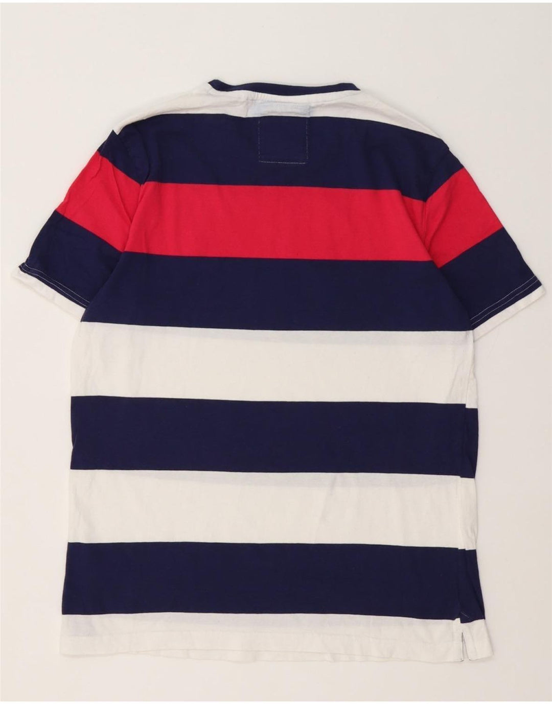 Camiseta masculina Crew Clothing Top médio algodão listrado multicolorido