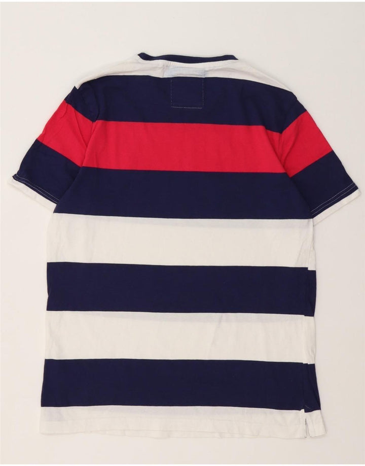 Camiseta masculina Crew Clothing Top médio algodão listrado multicolorido
