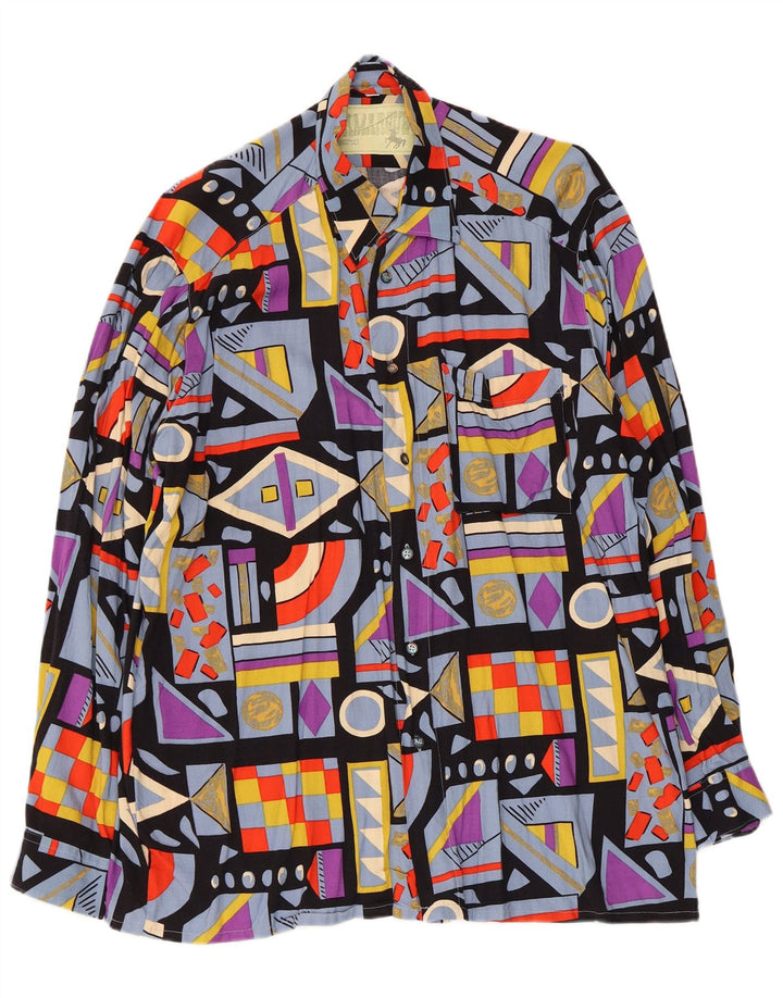 Camisa masculina Camargue tamanho 41/42 grande geométrica multicolorida