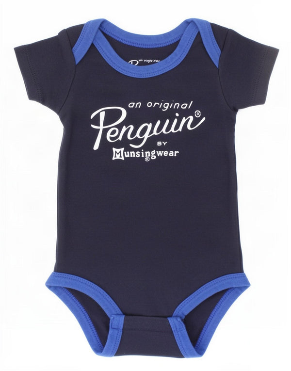 Body gráfico Pinguim para meninos de 0 a 3 meses azul marinho