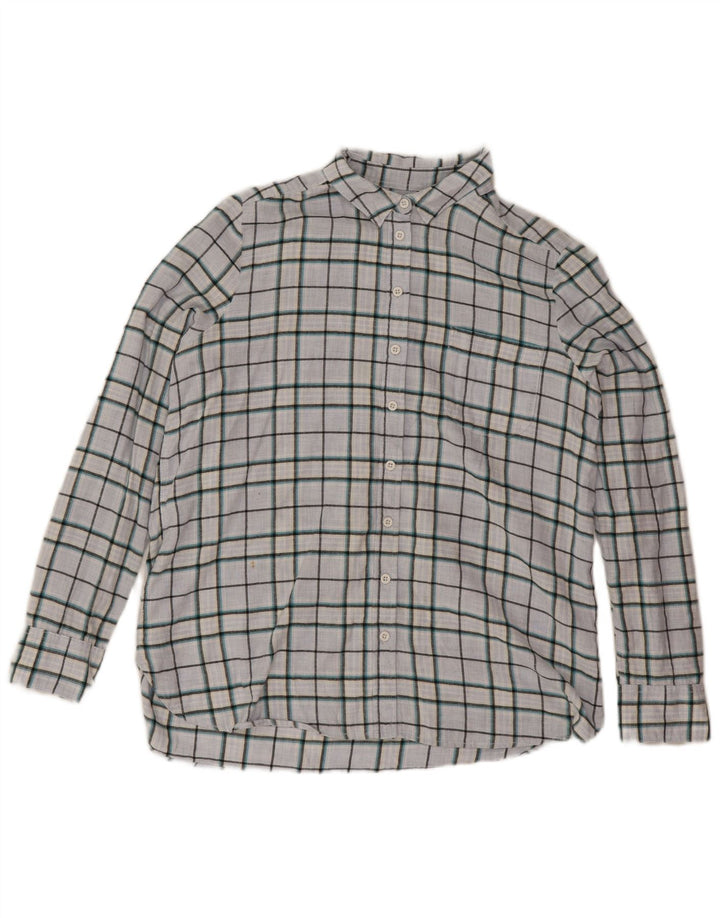 Camisa grande feminina Fat Face UK 14 xadrez azul grande