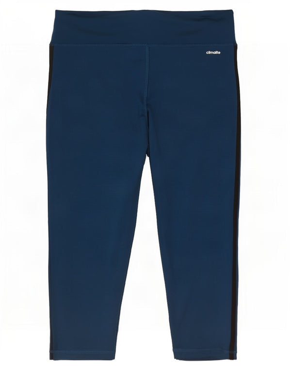 Adidas Womens Capri Leggings UK 12/14 Médio Azul Poliéster