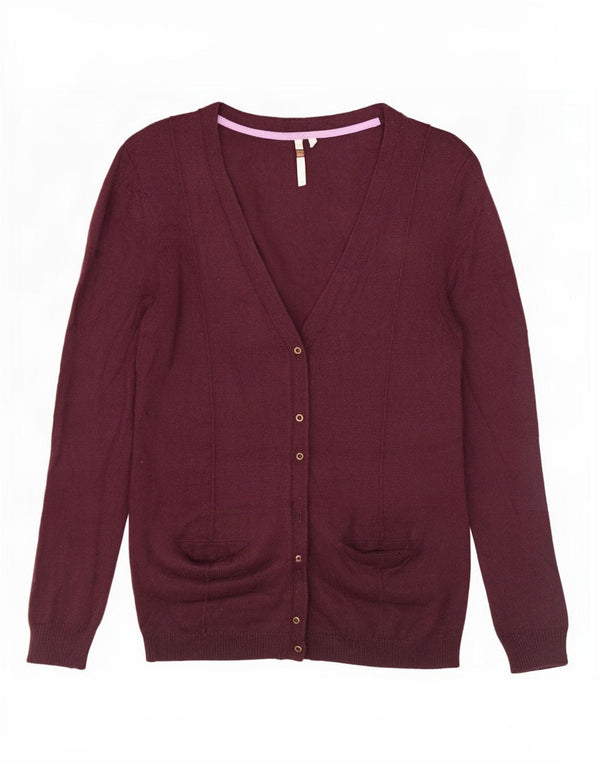 Suéter cardigã feminino White Stuff Reino Unido 14 Viscose Borgonha Médio