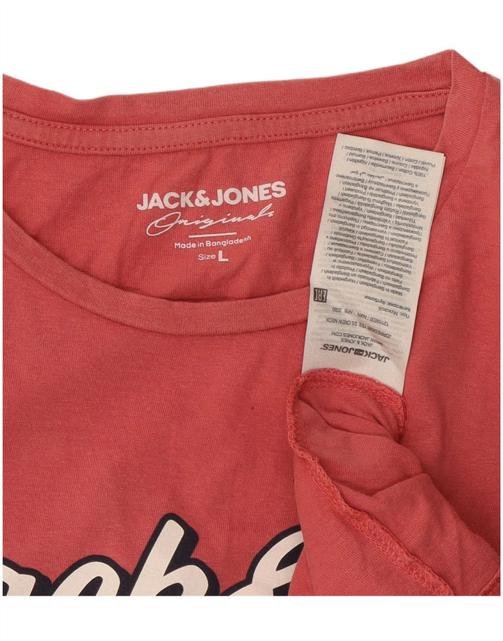 Camiseta gráfica masculina Jack & Jones grande algodão rosa