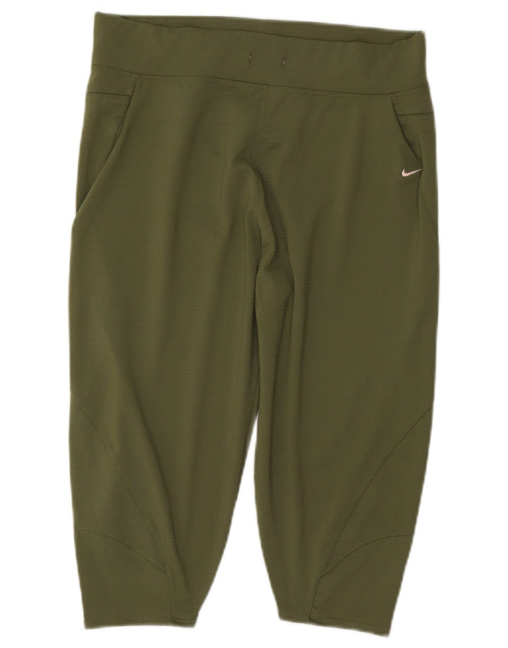 Nike Womens Bermuda Sport Shorts UK 8/10 Pequeno Verde Poliéster