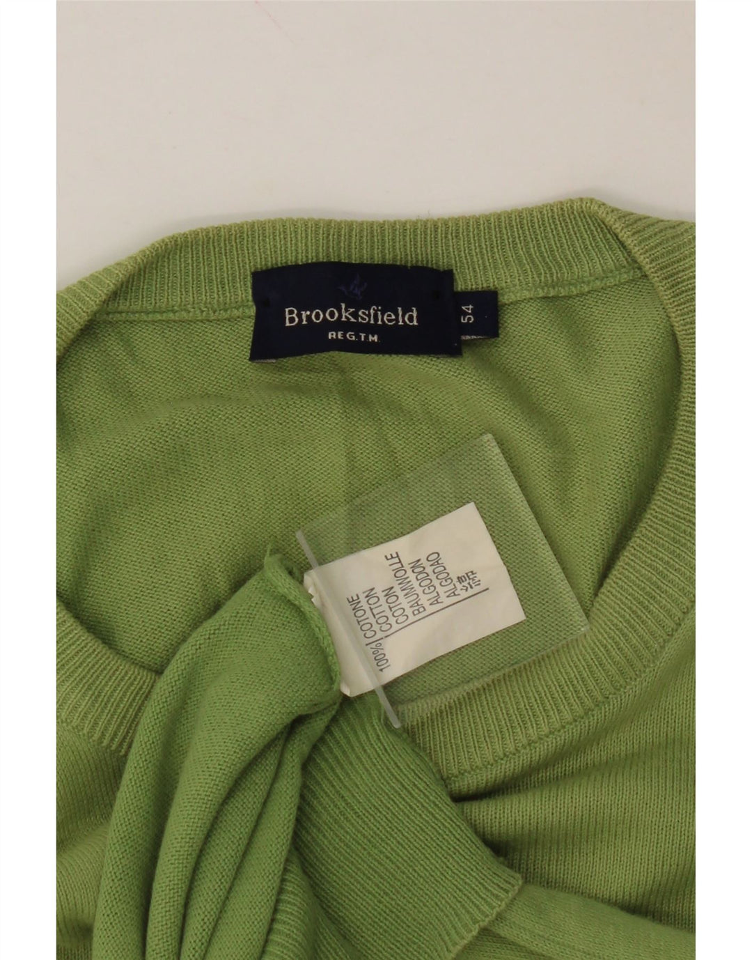 BROOKSFIELD Mens Crew Neck Jumper Sweater IT 54 XL Green Cotton Vintage Brooksfield and Second-Hand Brooksfield from Messina Hembry 