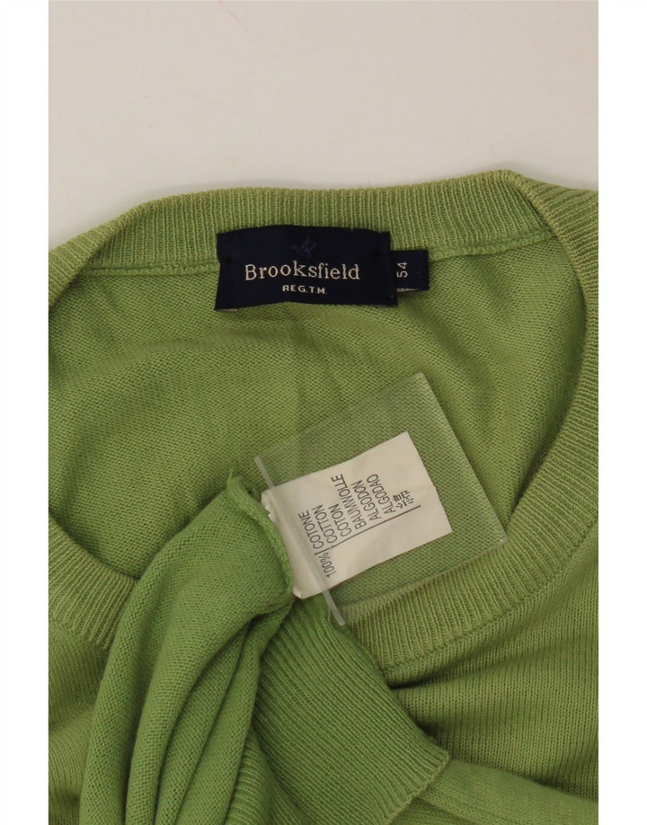 BROOKSFIELD Mens Crew Neck Jumper Sweater IT 54 XL Green Cotton Vintage Brooksfield and Second-Hand Brooksfield from Messina Hembry 