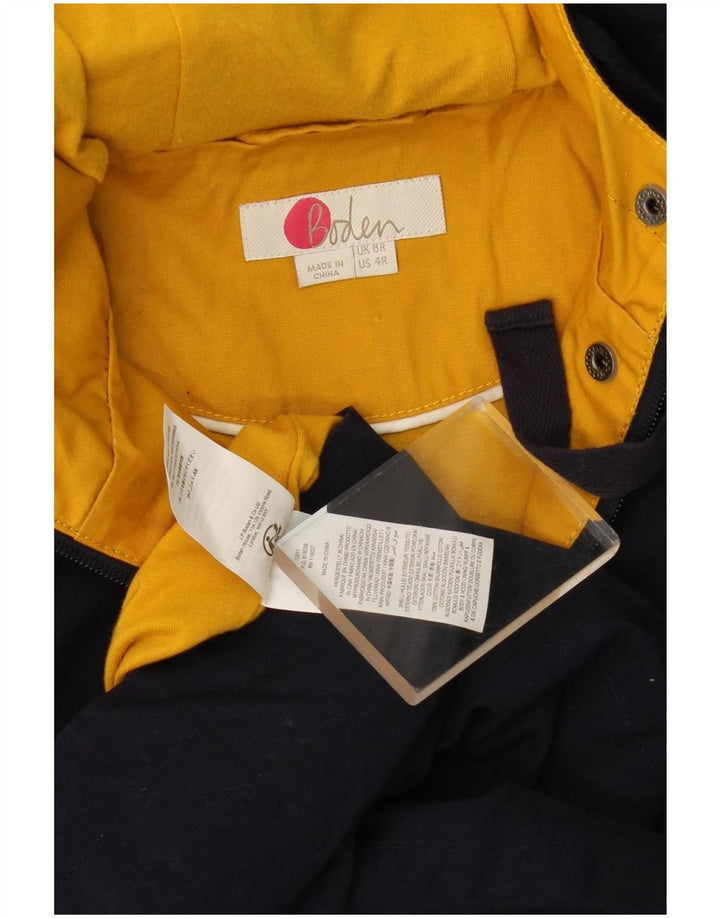 Jaqueta Parka feminina Boden com capuz Reino Unido 8 poliéster colorblock azul marinho pequeno