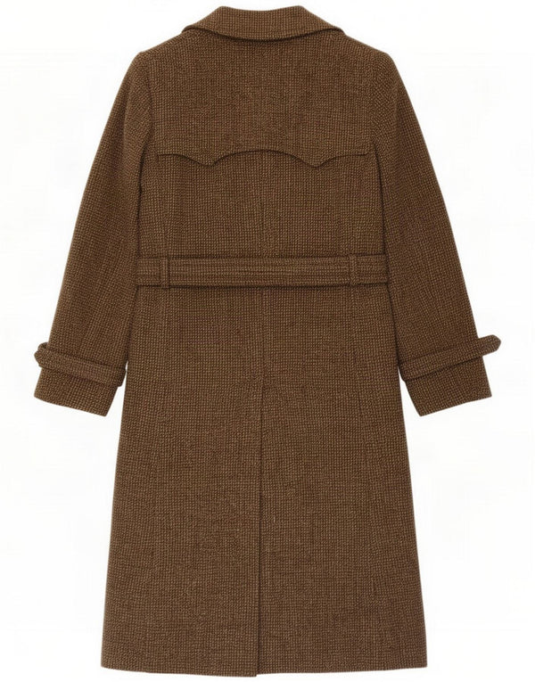 Facis Mens Double Breasted Coat UK 36 Small Brown Houndstooth