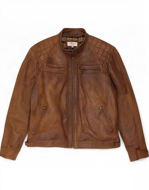 Jaqueta de couro masculina Ashwood Reino Unido 48 4XL marrom