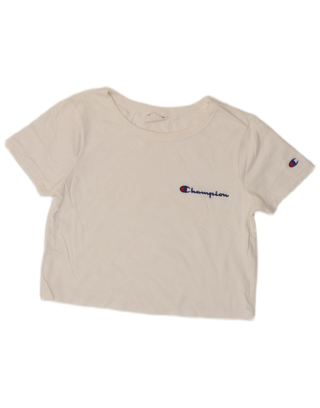 Camiseta feminina CHAMPION Heritage Crop grande tamanho UK 6 XS branco