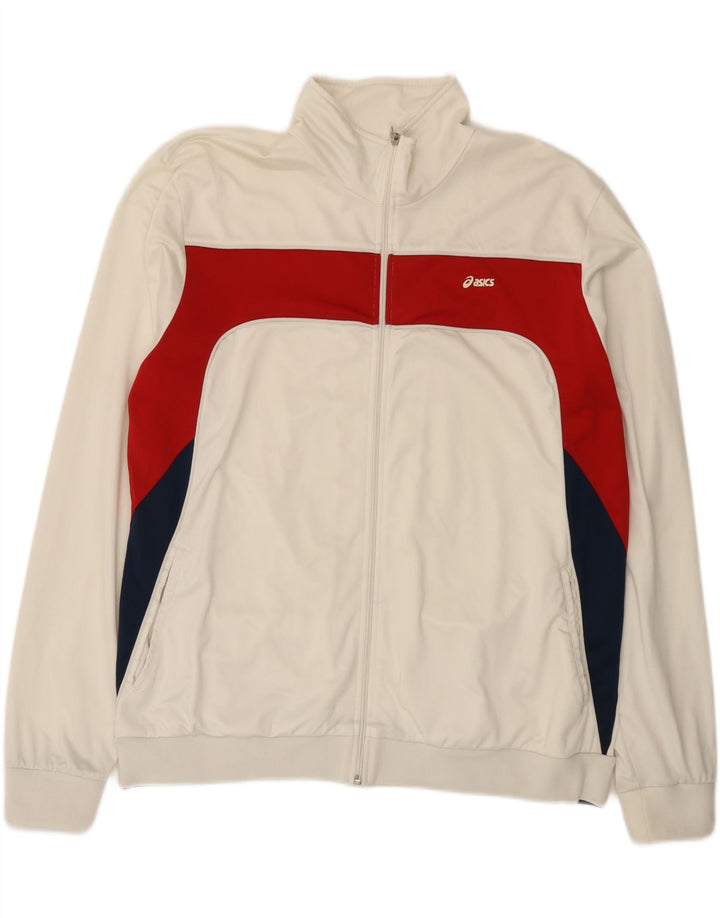 Asics Mens Tracksuit Top Jacket XL Branco Colourblock Poliéster