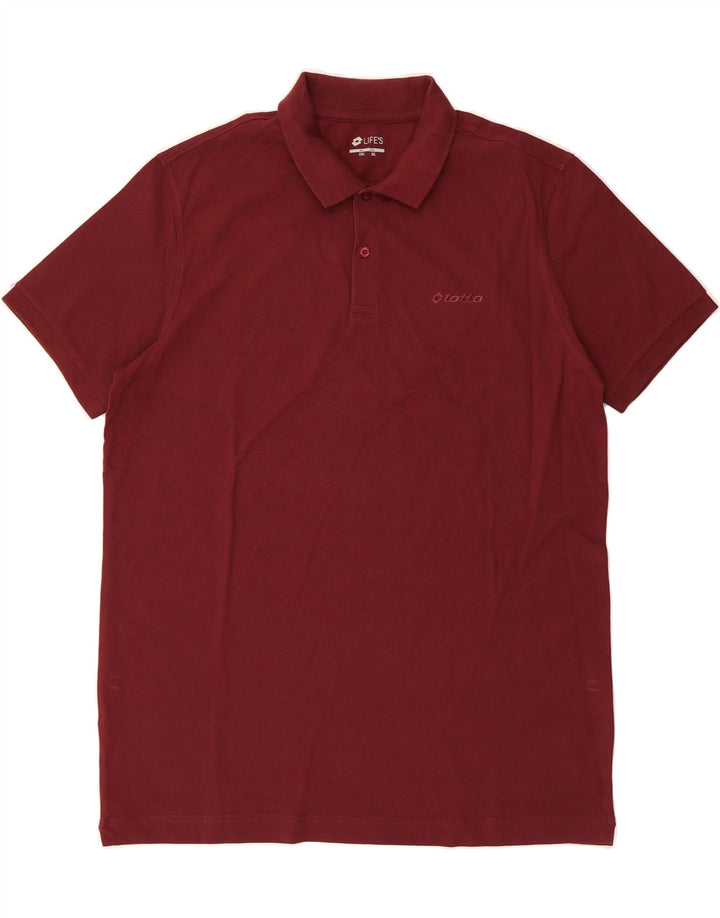 LOTTO Mens Polo Shirt 2XL Burgundy Cotton Vintage Lotto and Second-Hand Lotto from Messina Hembry 