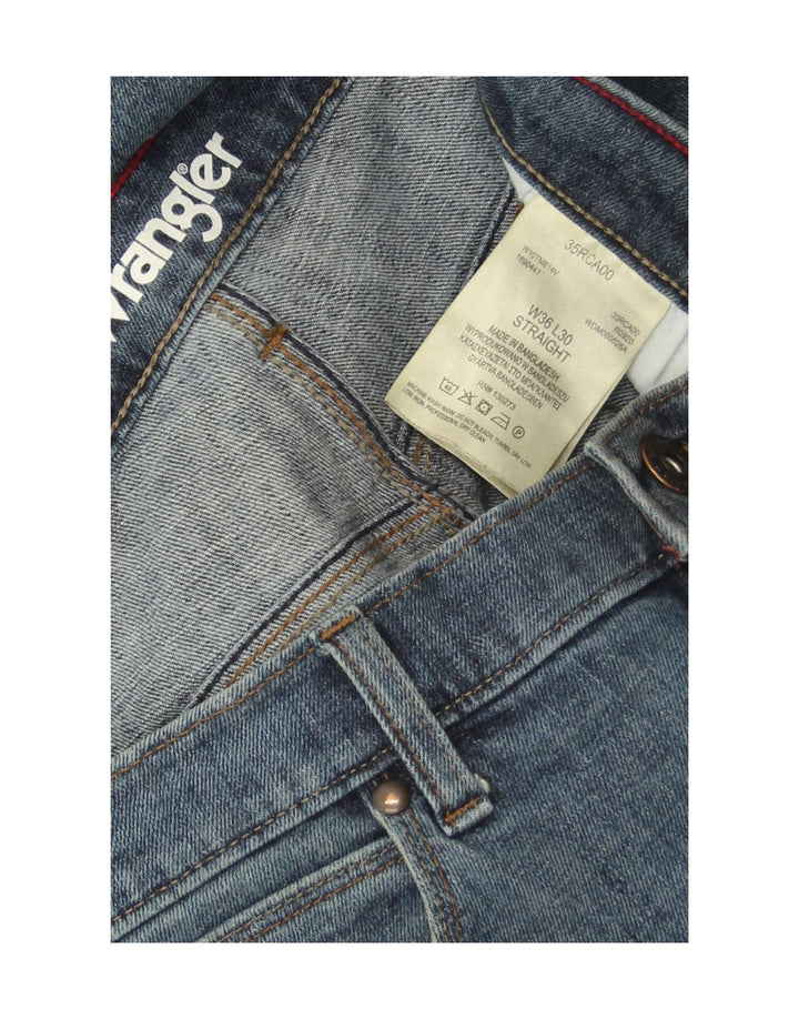 Wrangler Mens Straight Jeans W36 L30 Azul Algodão
