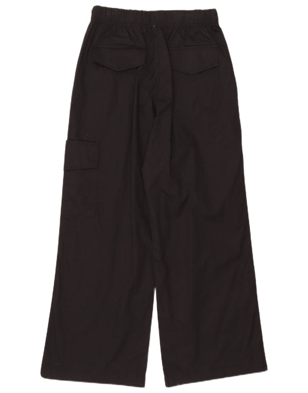 Zara Womens Wide Leg Cargo Trousers Small W26 L29 Black Cotton