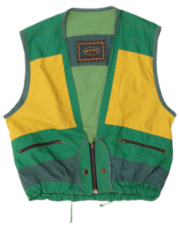 Master Mens Gilet UK 40 Grande Algodão Colorblock Verde