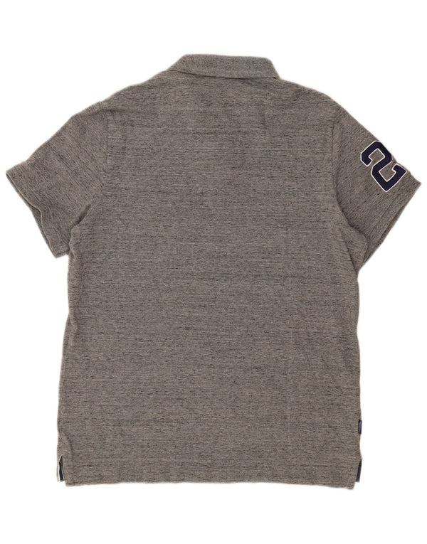 Camisa polo masculina Superdry 3XL algodão manchado cinza