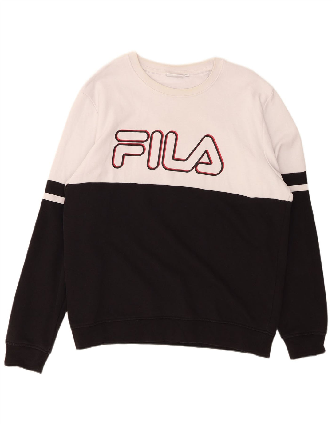 FILA moletom gráfico masculino jumper grande algodão colorblock preto