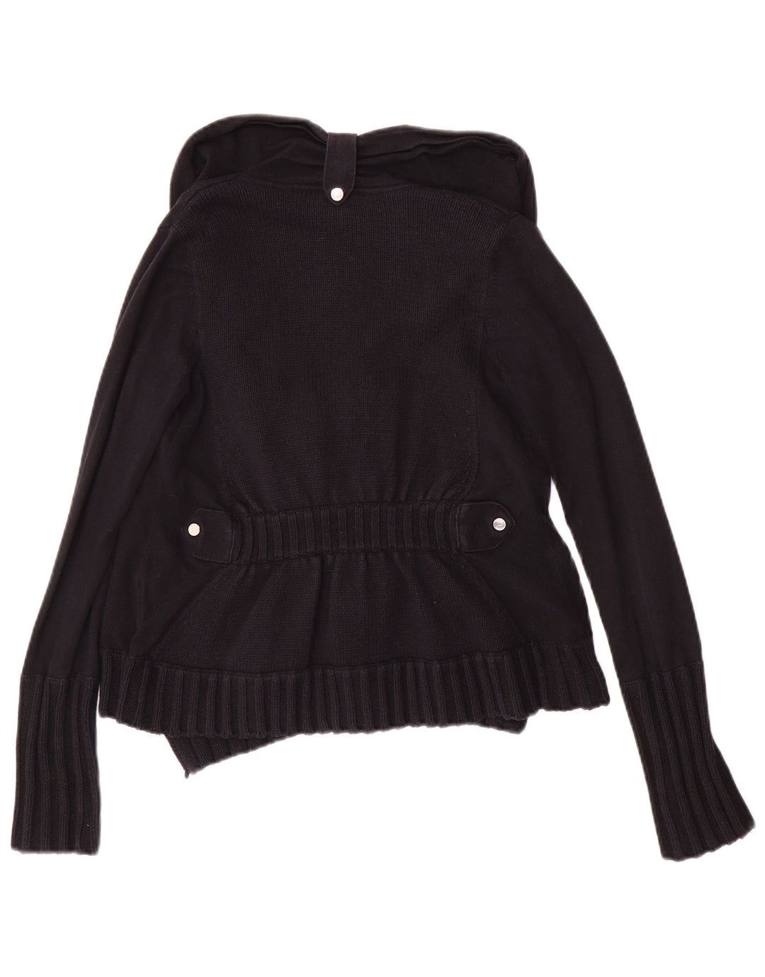 Suéter cardigã feminino aberto KAREN MILLEN UK 2 2XS algodão preto