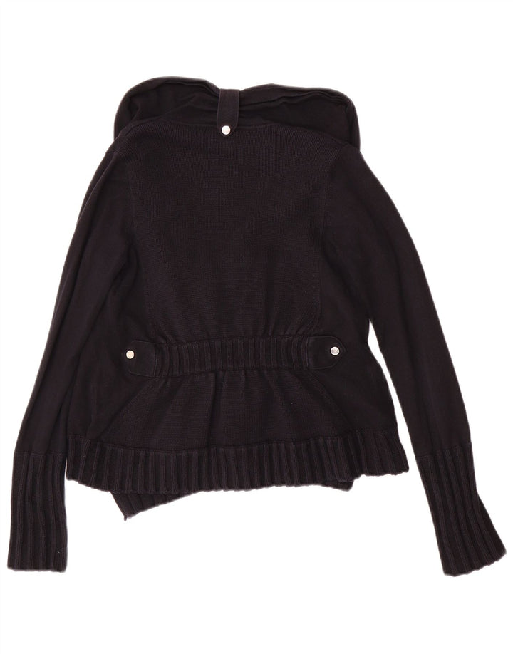 Suéter cardigã feminino aberto KAREN MILLEN UK 2 2XS algodão preto