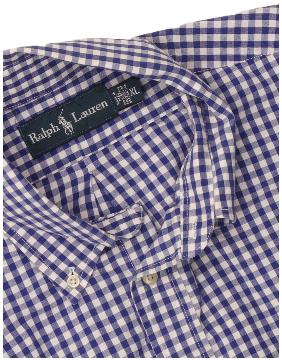 Camisa masculina Ralph Lauren XL azul algodão guingão