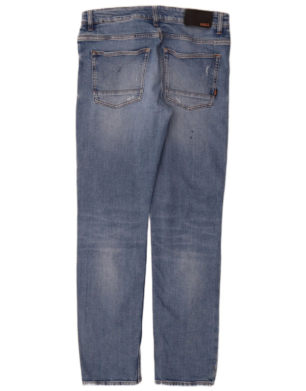 Hugo Boss Mens Distressed Slim Jeans W32 L32 Blue Cotton
