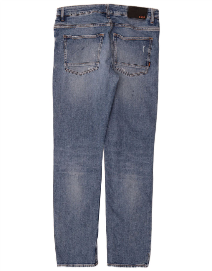Hugo Boss Jeans masculino desgastado slim W32 L32 algodão azul