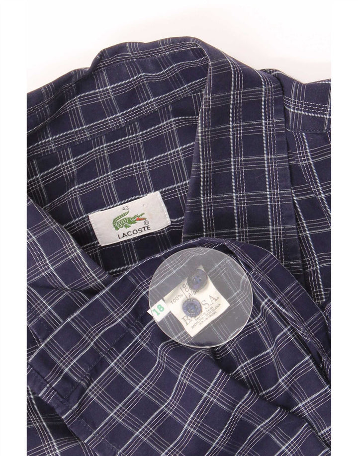 Camisa masculina Lacoste tamanho 42 grande algodão xadrez azul marinho