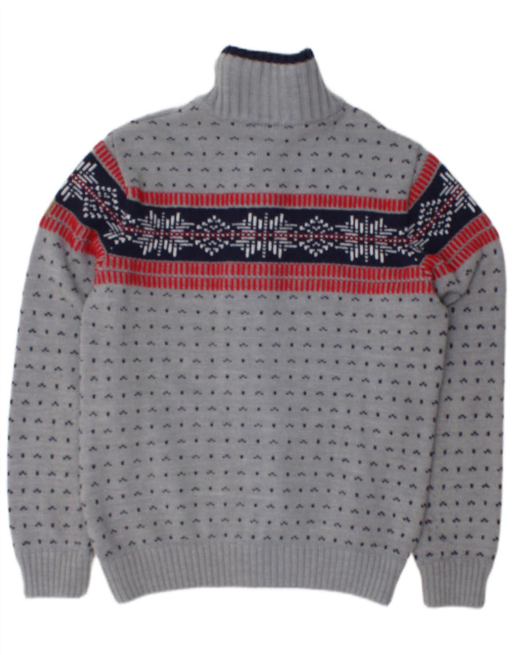 Suéter cardigã masculino com zíper completo CMP IT 50 cinza médio Fair Isle Acrílico