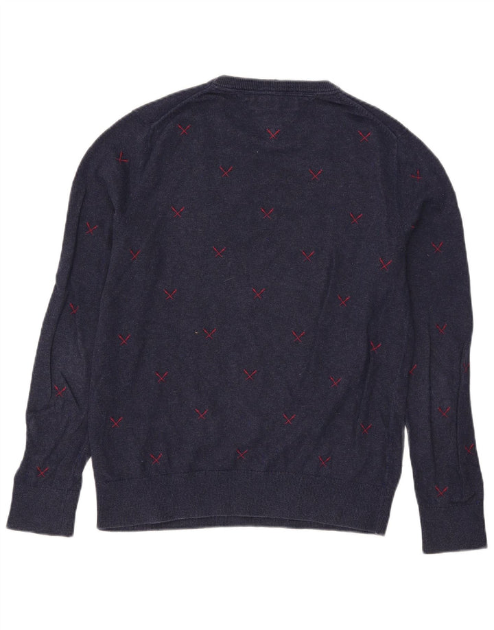 Suéter masculino Tommy Hilfiger com gola redonda, pequeno poliéster azul marinho