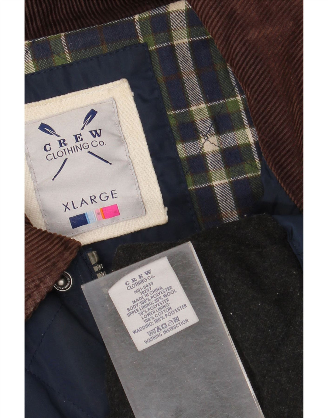 Jaqueta acolchoada masculina UK 42 XL da roupa da tripulação poliéster azul marinho