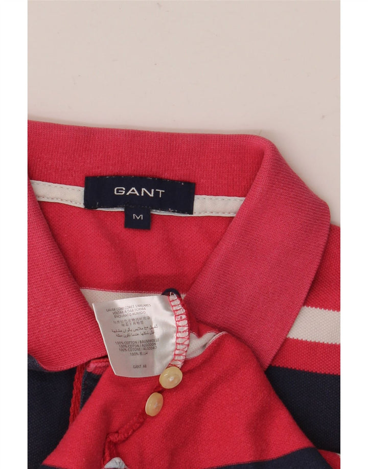 Camisa polo masculina Gant médio algodão listrado rosa
