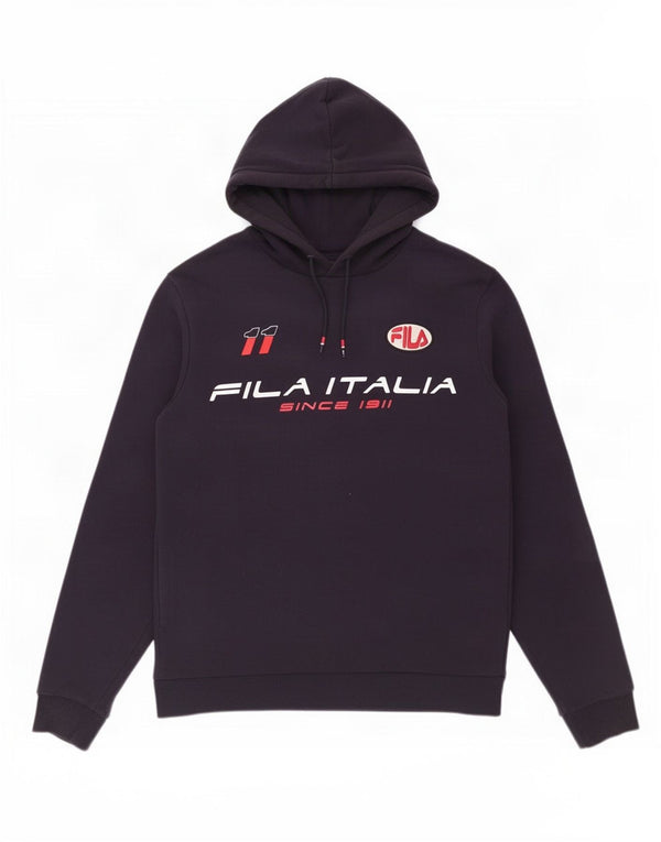Fila Mens Graphic Hoodie Jumper Médio Azul Marinho Colourblock Algodão