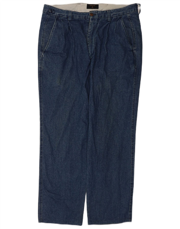 Jeans reto feminino Valentino W36 L31 algodão azul