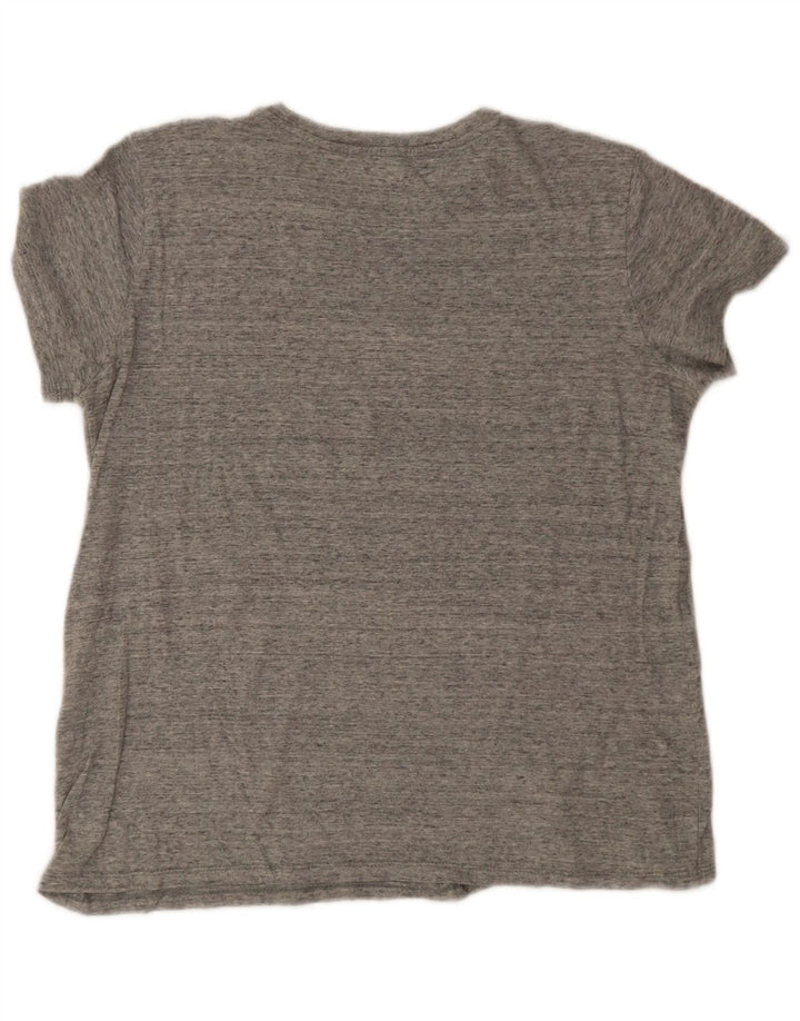 Camiseta feminina gráfica Levi's Top UK 14 logotipo manchado cinza médio