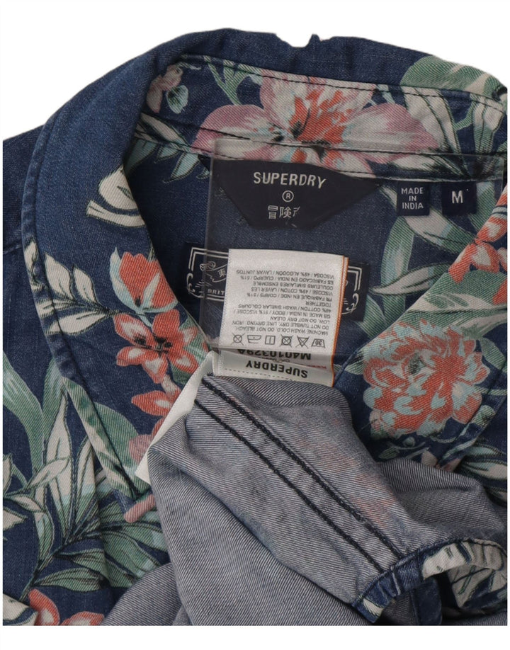 Camisa masculina de manga curta SUPERDRY média azul marinho floral viscose