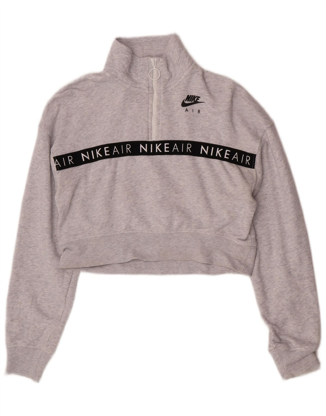 Moletom Nike Feminino Crop Graphic Jumper UK 10 Pequeno Cinza Flecked