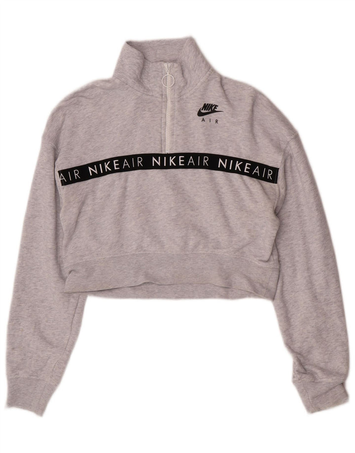 Moletom Nike Feminino Crop Graphic Jumper UK 10 Pequeno Cinza Flecked