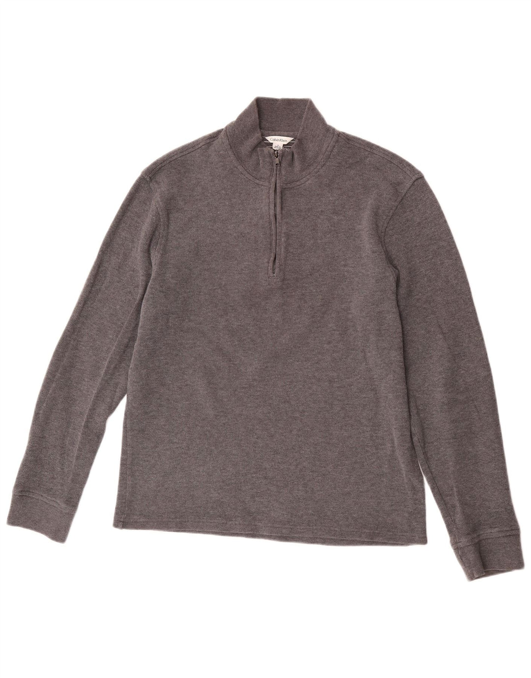 Moletom masculino Calvin Klein com zíper e gola em algodão cinza pequeno