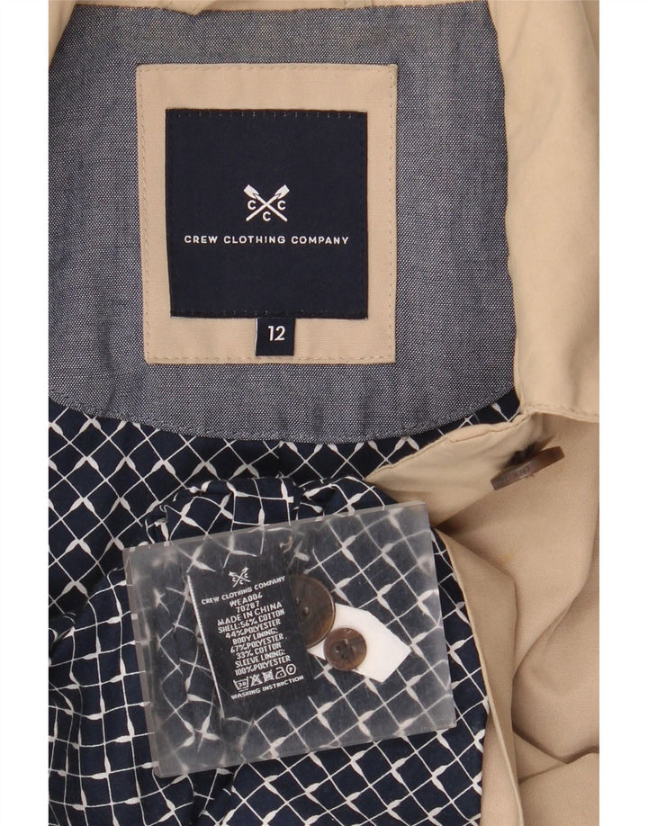 Sobretudo feminino Crew Clothing UK 12 algodão bege médio