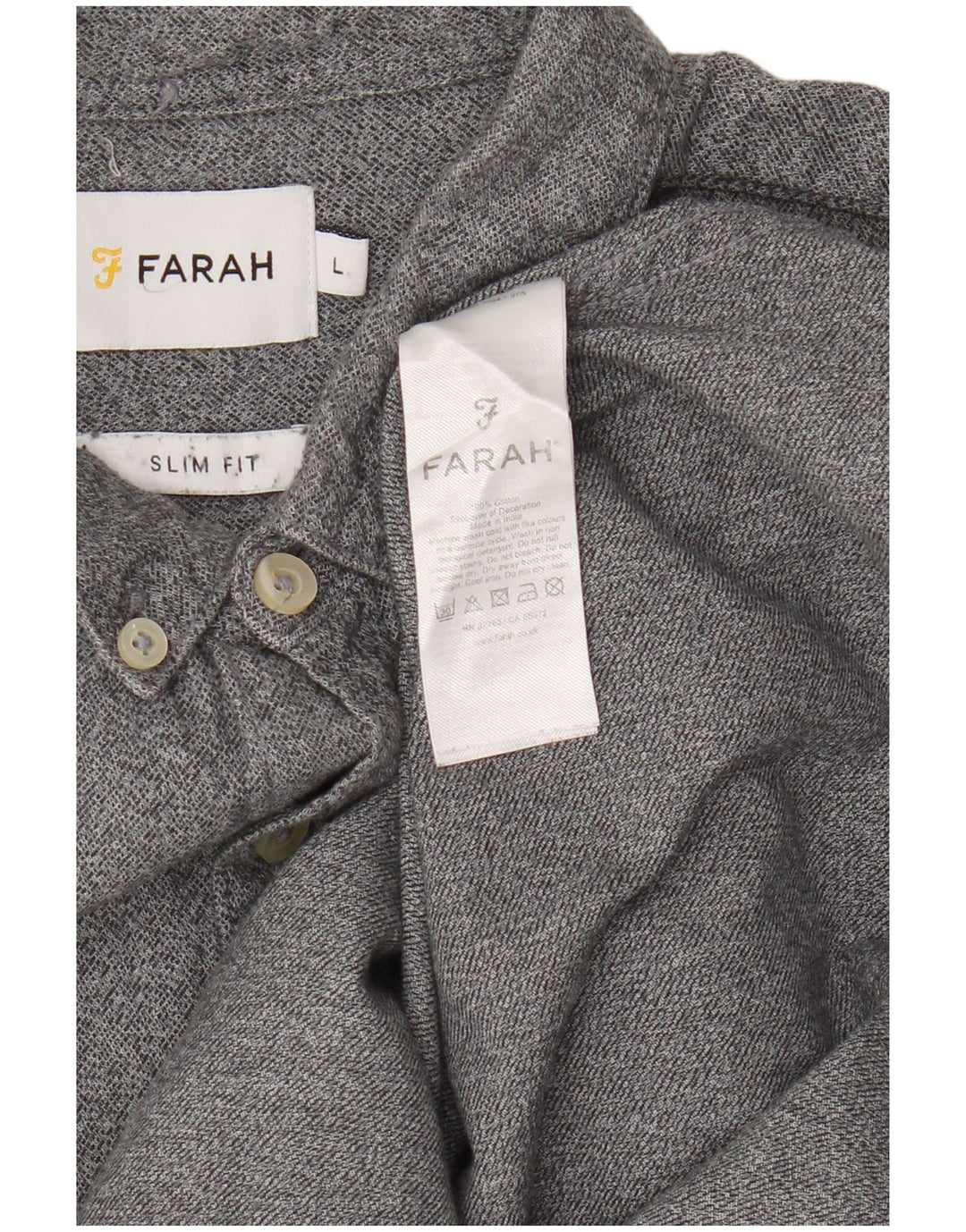 Camisa masculina Farah Slim Fit grande algodão cinza