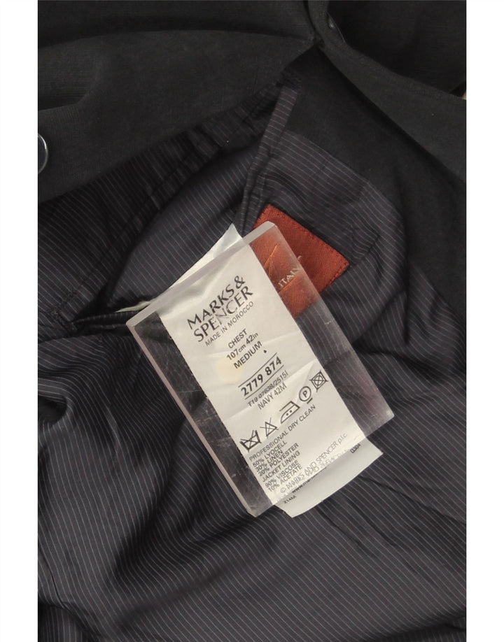 Jaqueta blazer masculina de 3 botões Marks & Spencer UK 42 XL azul marinho Lyocell