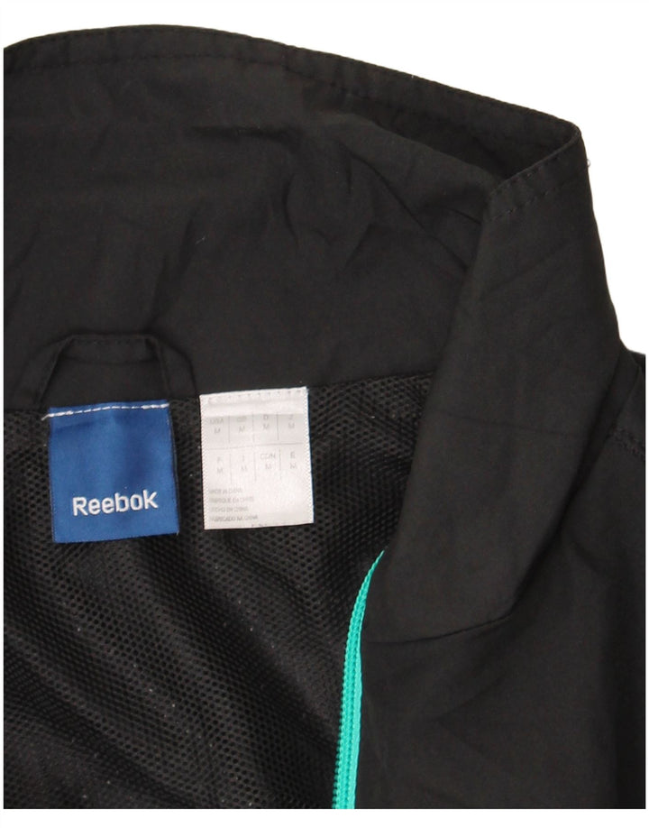 Reebok Womens Tracksuit Top Jacket UK 14 Médio Preto